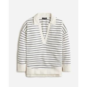 J. Crew Factory Cream and Navy Striped Long Sleeve Top